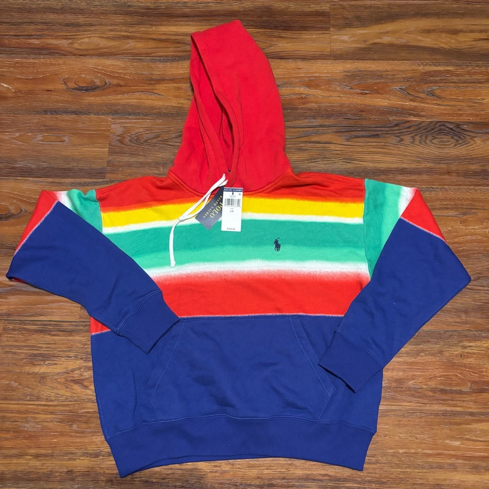 Ralph Lauren Red and Green Striped Hoodie